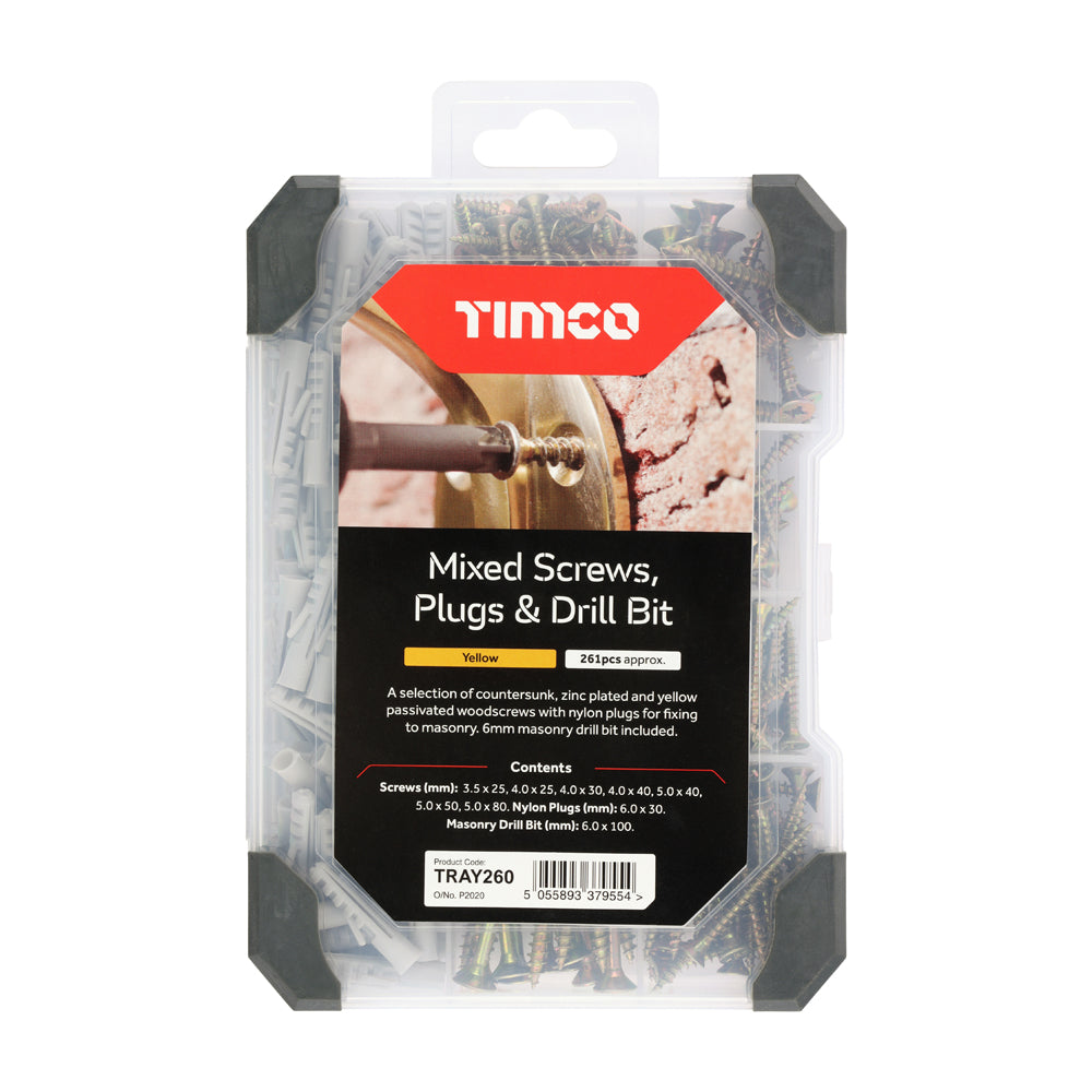 TIMCO Screws, Plug & Drill Bit Gold Mixed Tray - 251pcs - Image