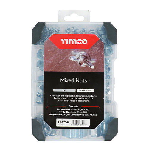 TIMCO Nuts Zinc Mixed Tray - 243pcs - Image
