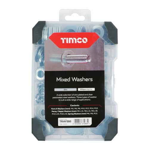TIMCO Washers Zinc Mixed Tray - 291pcs - Image