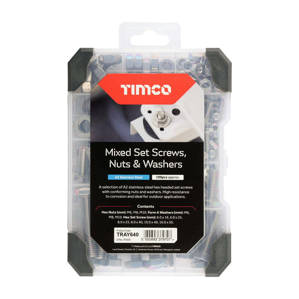 TIMCO Set Screws Nuts Washers – A2 Stainless Steel Mixed Tray - 199pcs - Image