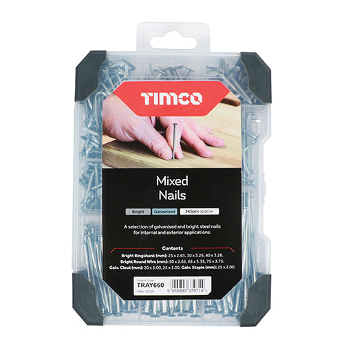 TIMCO Nails Galvanised Bright Mixed Tray - 300pcs - Image