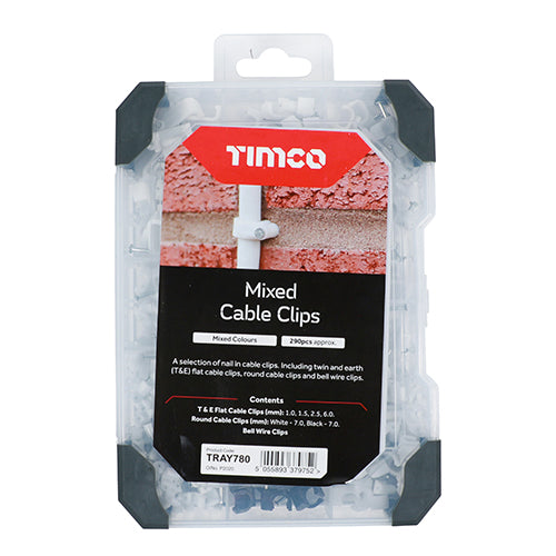TIMCO Cable Clips Mixed Tray - 290pcs - Image