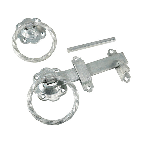 TIMCO Ring Gate Latch Twisted Hot Dipped Galvanised - 6" - Image
