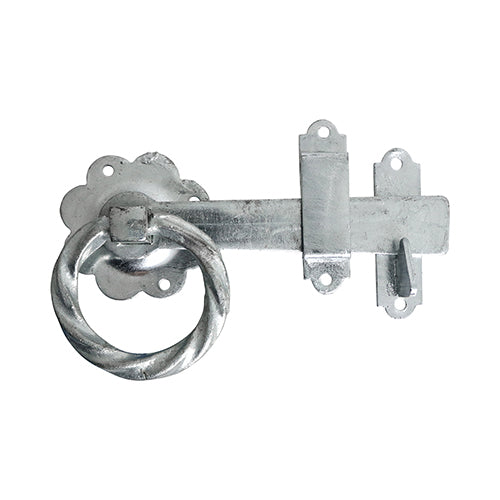 TIMCO Ring Gate Latch Twisted Hot Dipped Galvanised - 6" - Image