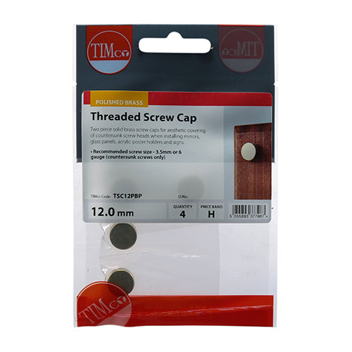 TIMCO Threaded Screw Caps Solid Brass Polished Brass - 12mm - Image
