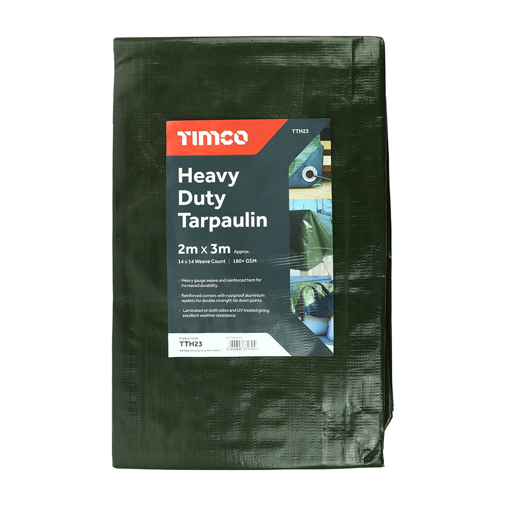 TIMCO Heavy Duty Tarpaulin Green - 2 x 3m - Image