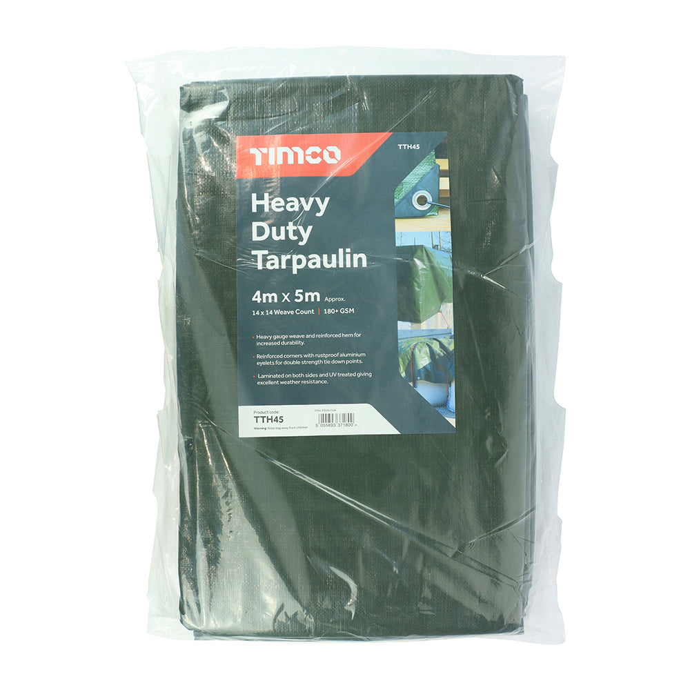 TIMCO Heavy Duty Tarpaulin Green - 4 x 5m - Image