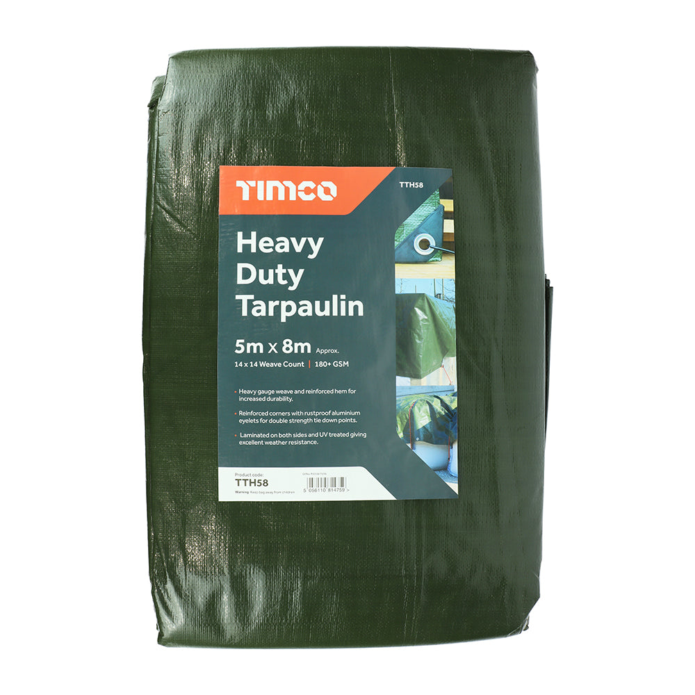 TIMCO Heavy Duty Tarpaulin Green - 5 x 8m - Image