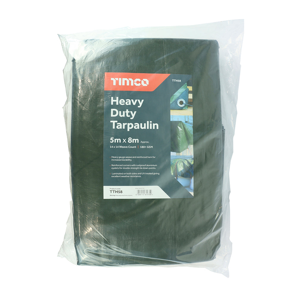 TIMCO Heavy Duty Tarpaulin Green - 5 x 8m - Image