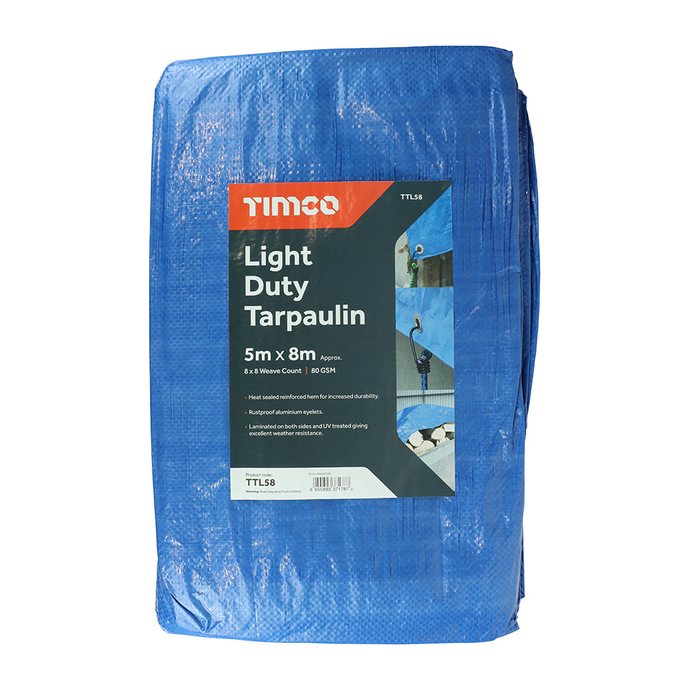 TIMCO Light Duty Tarpaulin Blue - 5 x 8m - Image