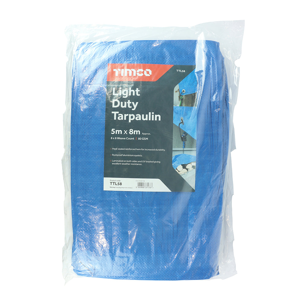 TIMCO Light Duty Tarpaulin Blue - 5 x 8m - Image