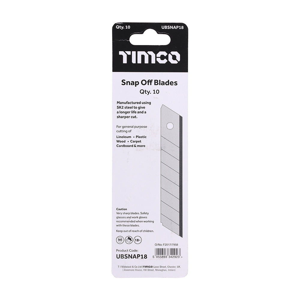 TIMCO Utility Knife Blade Snap Off - 100 x 18 x 0.6 - Image