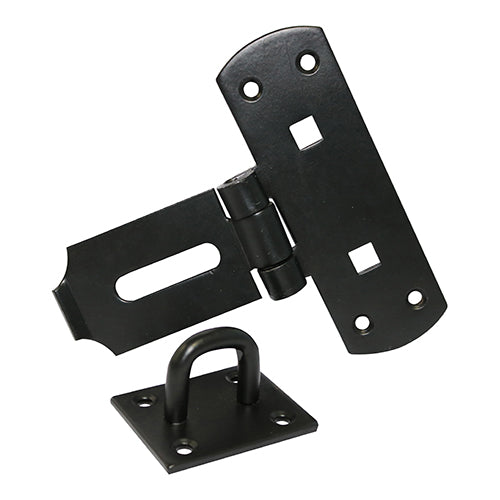 TIMCO Heavy Duty Vertical Pattern Hasp & Staple Bolt On Black - 6" - Image