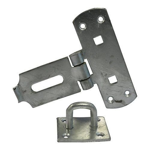 TIMCO Heavy Duty Vertical Pattern Hasp & Staple Bolt On Hot Dipped Galvanised - 6" - Image