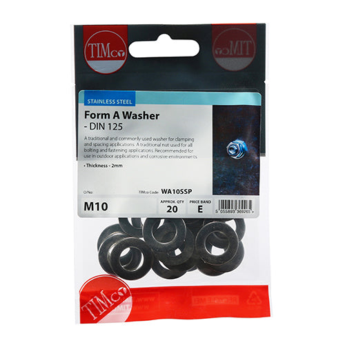 TIMCO Form A Washers DIN125-A A2 Stainless Steel - M10 - Image