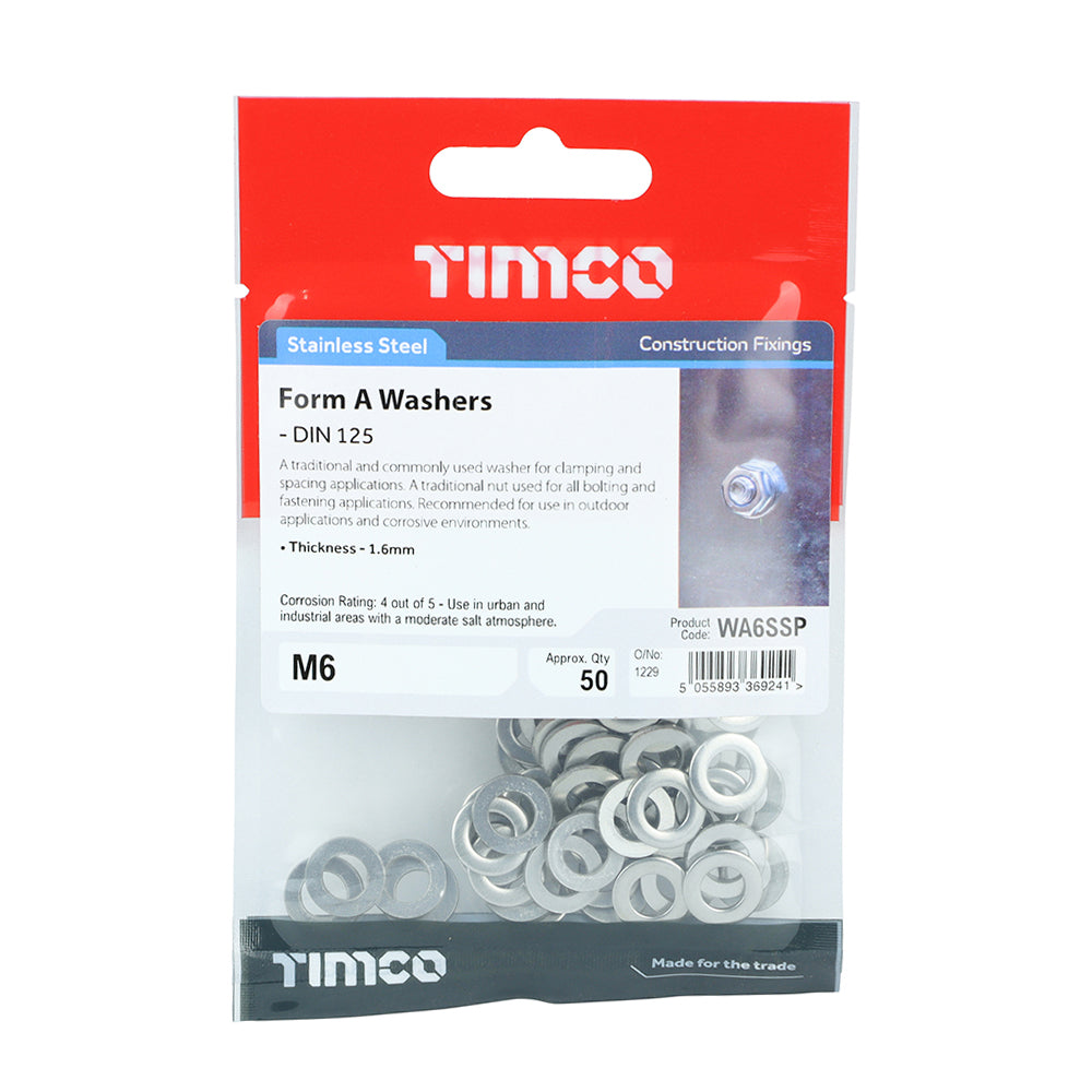 TIMCO Form A Washers DIN125-A A2 Stainless Steel - M6 - Image