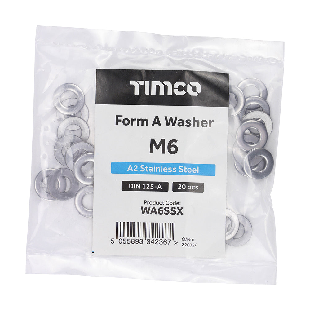 TIMCO Form A Washers DIN125-A A2 Stainless Steel - M6 - Image
