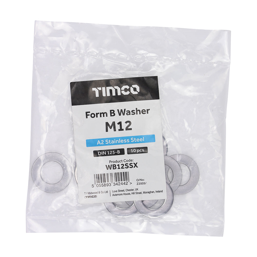 TIMCO Form A Washers DIN125-A A2 Stainless Steel - M12 - Image