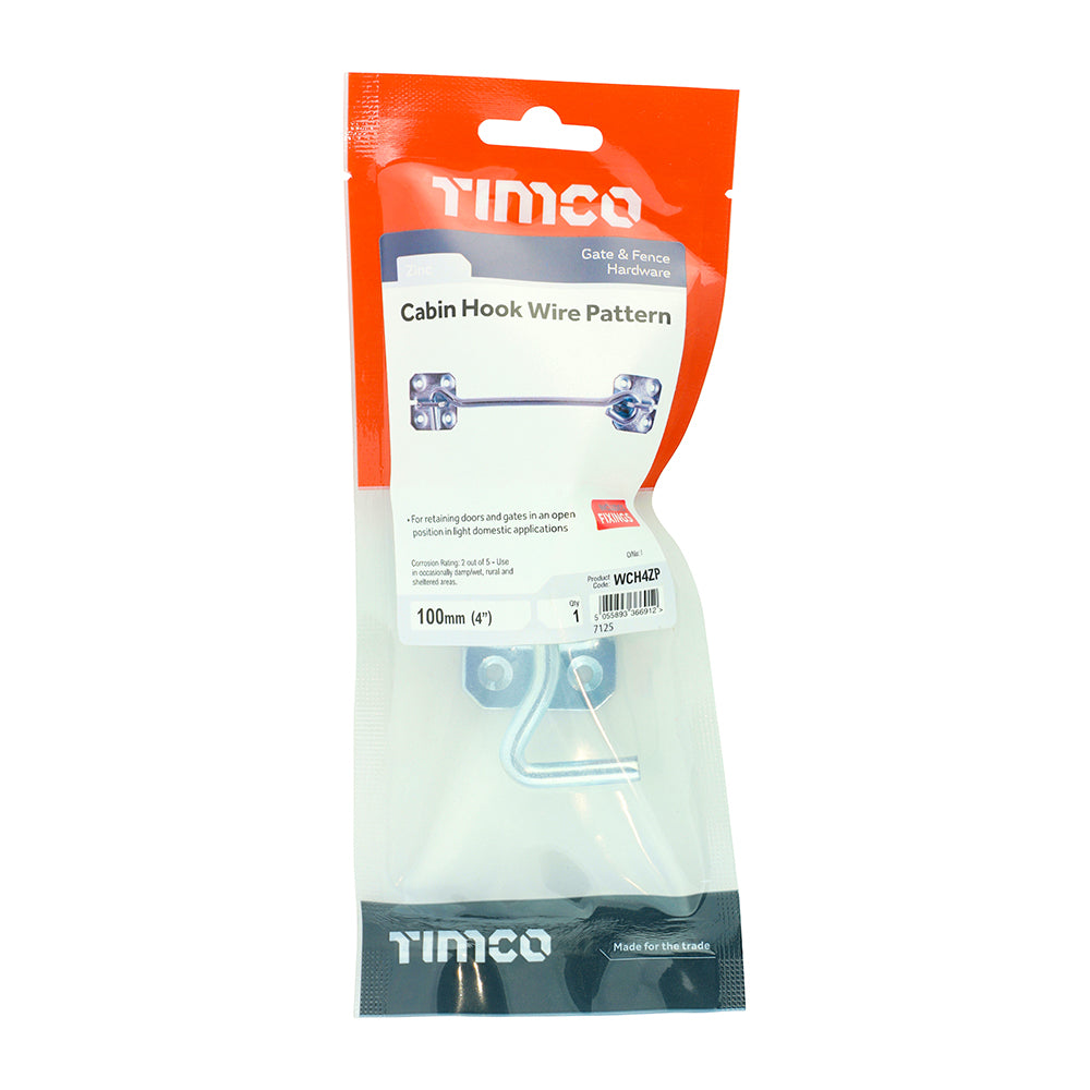 TIMCO Cabin Hooks Wire Pattern Zinc - 4" - Image