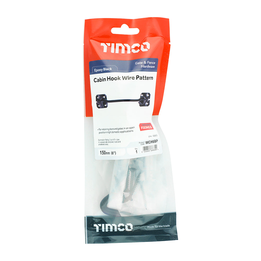 TIMCO Cabin Hooks Wire Pattern Black - 6" - Image