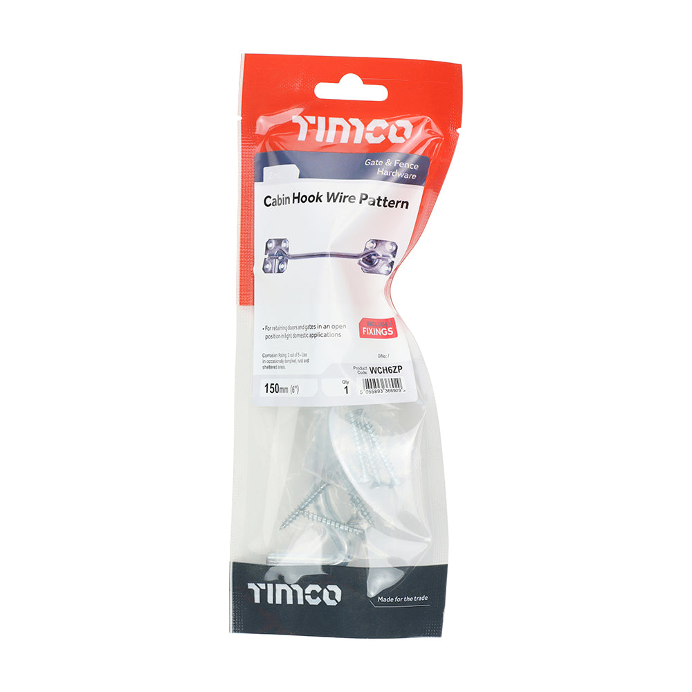 TIMCO Cabin Hooks Wire Pattern Zinc - 6" - Image