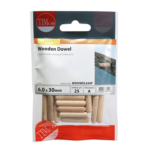 TIMCO Wooden Dowels - 6.0 x 30 - Image