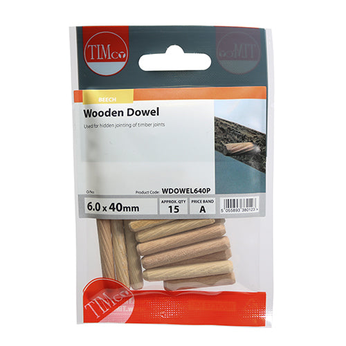 TIMCO Wooden Dowels - 6.0 x 40 - Image