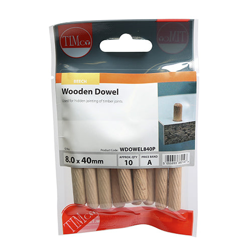 TIMCO Wooden Dowels - 8.0 x 40 - Image