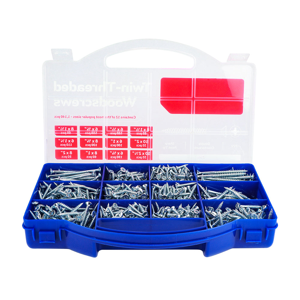 TIMCO Twin-Threaded Silver Woodscrews Tray - 1,140pcs - Image