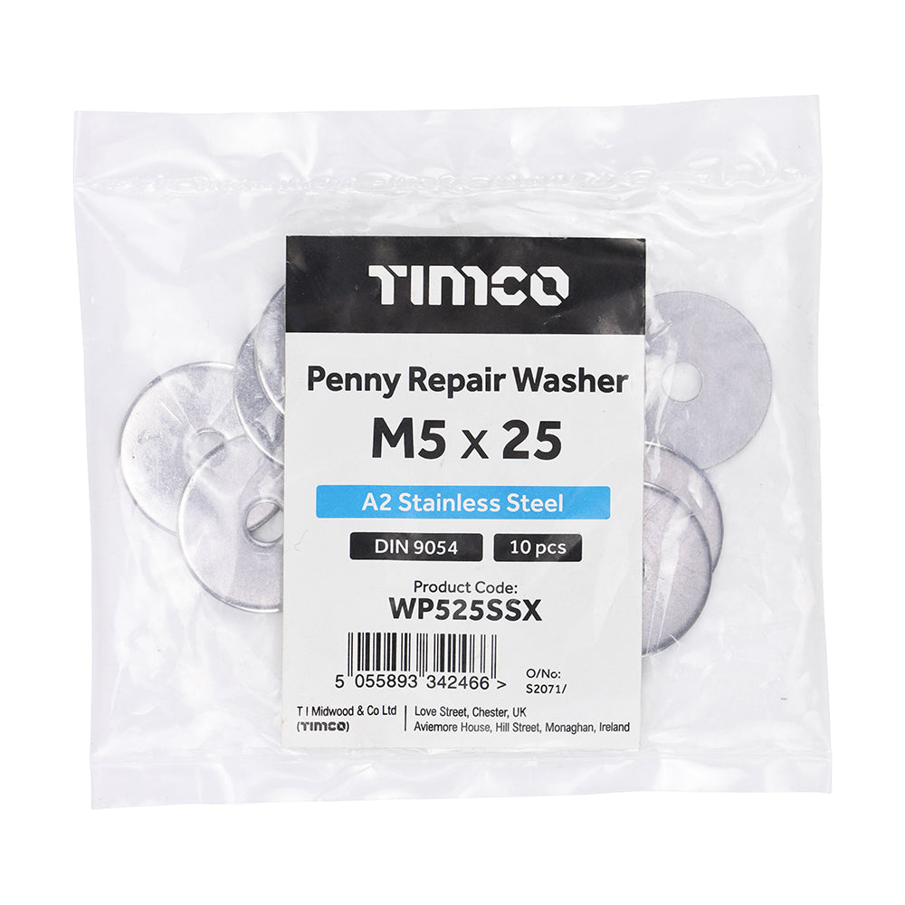 TIMCO Penny / Repair Washers DIN9054 A2 Stainless Steel - M5 x 25 - Image