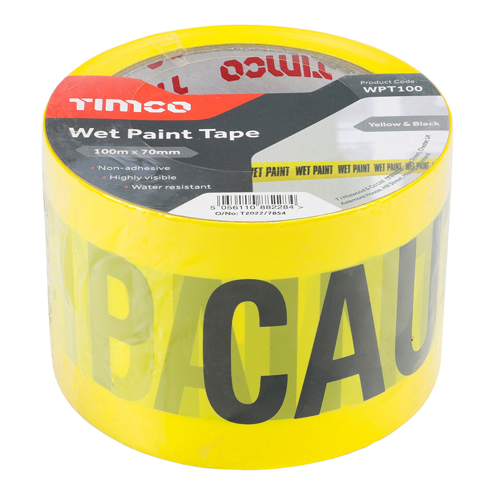 TIMCO Hazard warning caution yellow black wet paint tape - Image