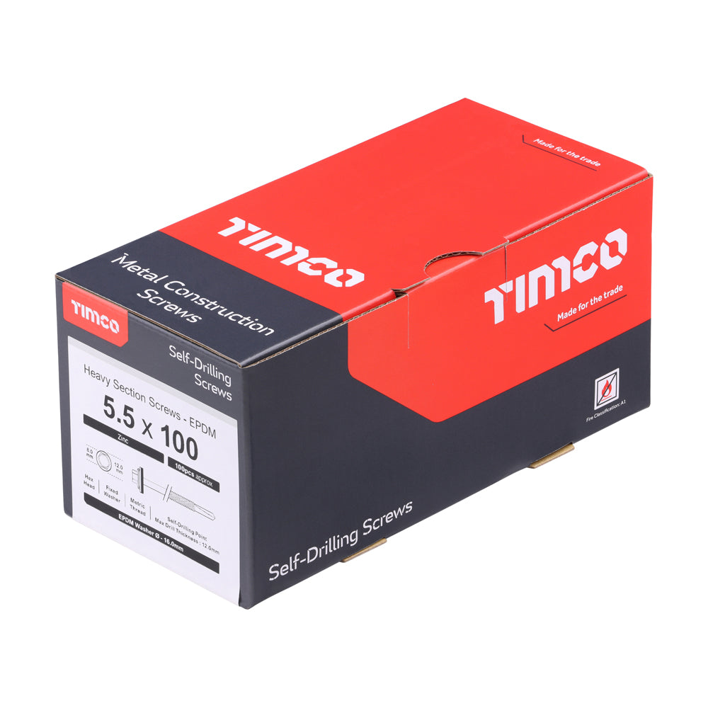 TIMCO Self-Drilling Heavy Section Silver Screws with EPDM Washer - 5.5 x 100 - Image
