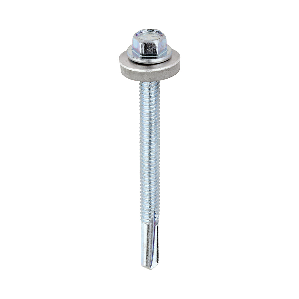 TIMCO Self-Drilling Heavy Section Silver Screws with EPDM Washer - 5.5 x 65 - Image