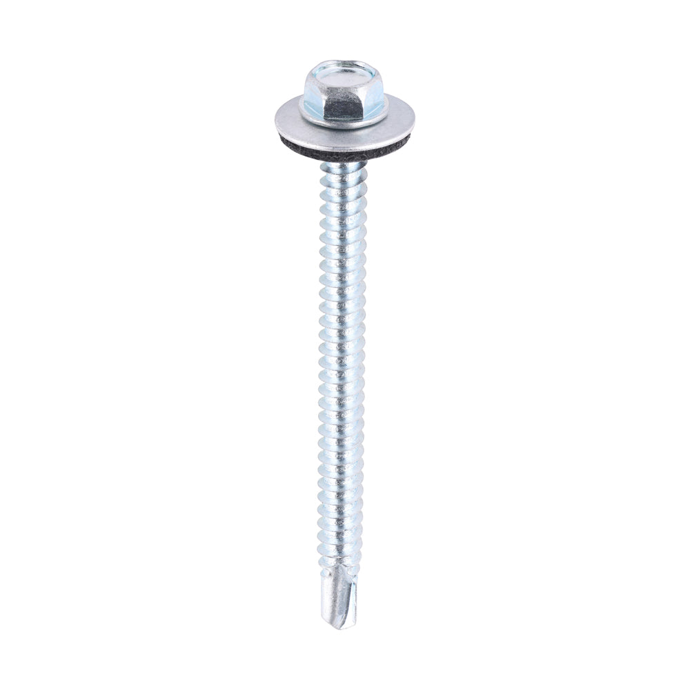 TIMCO Self-Drilling Light Section Silver Screws with EPDM Washer - 5.5 x 70 - Image