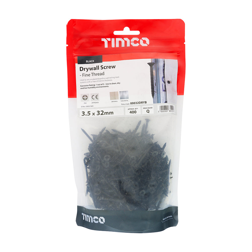 TIMCO Drywall Fine Thread Bugle Head Black Screws - 3.5 x 32 - Image