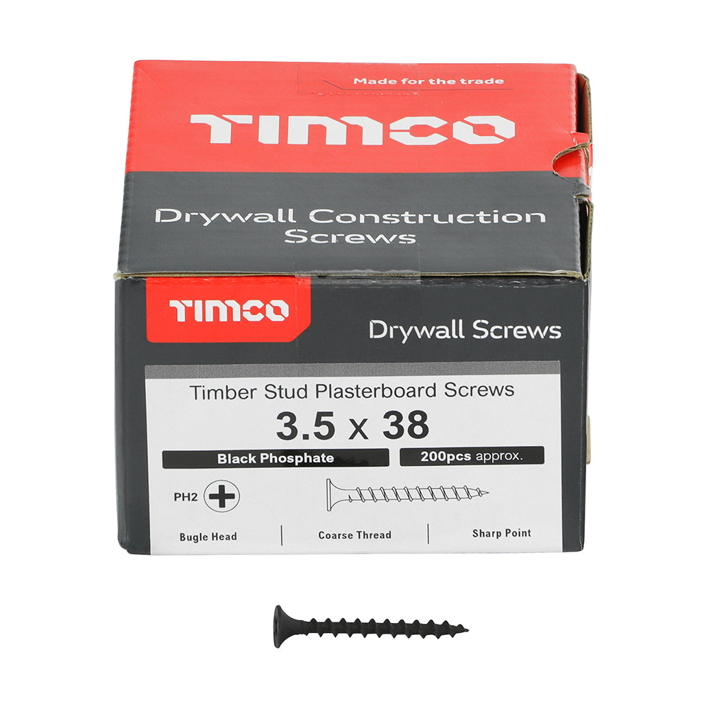TIMCO Drywall Coarse Thread Bugle Head Grey Screws - 3.5 x 38 - Image