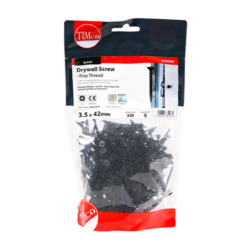 TIMCO Drywall Fine Thread Bugle Head Black Screws - 3.5 x 42 - Image