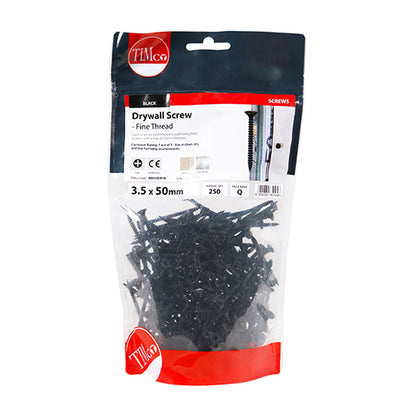 TIMCO Drywall Fine Thread Bugle Head Black Screws - 3.5 x 50 - Image