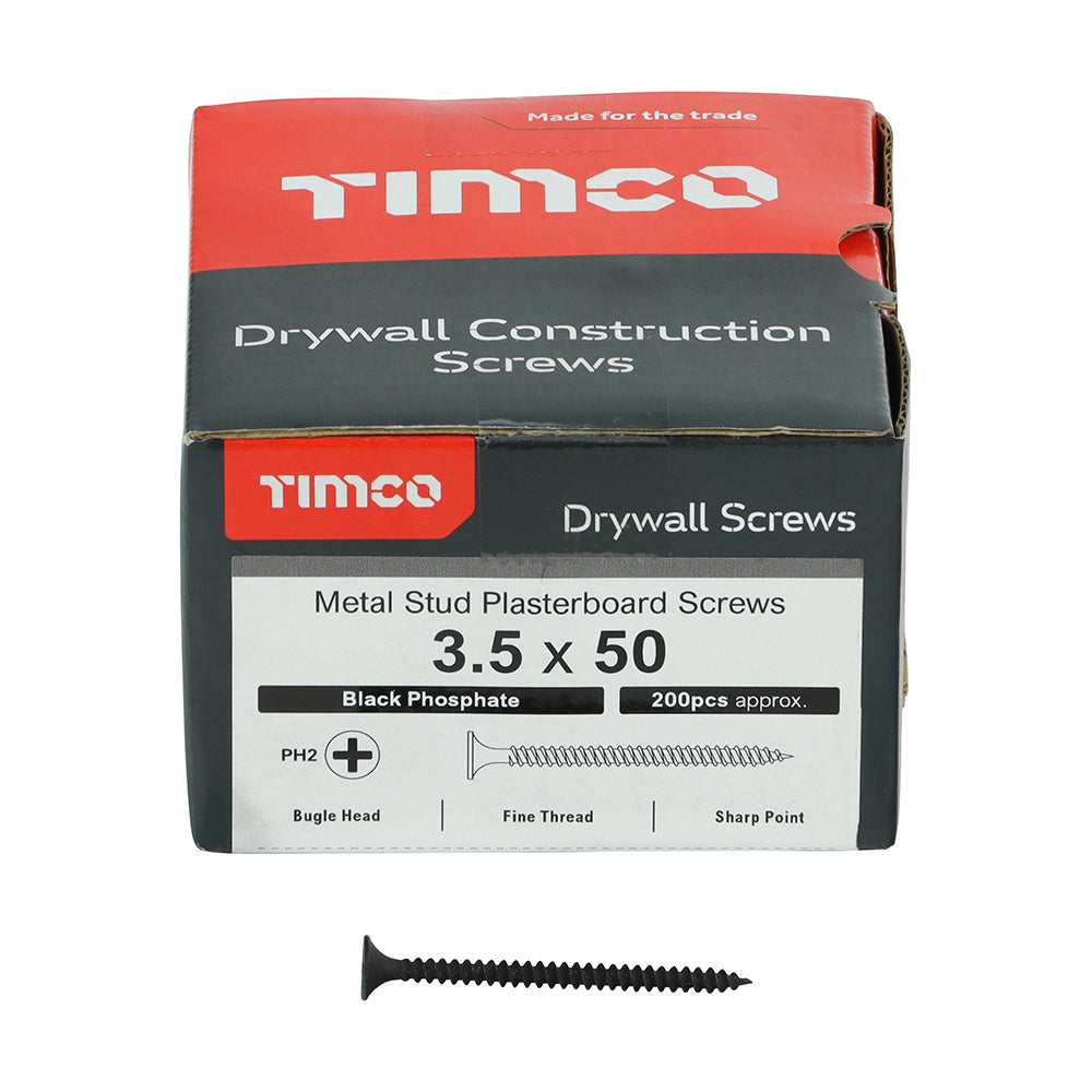 TIMCO Drywall Fine Thread Bugle Head Grey Screws - 3.5 x 50 - Image