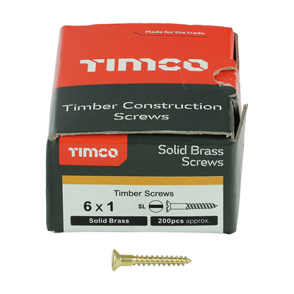 TIMCO Solid Brass Countersunk Woodscrews - 6 x 1 - Image