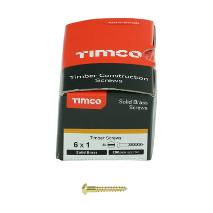 TIMCO Solid Brass Round Head Woodscrews - 6 x 1 - Image