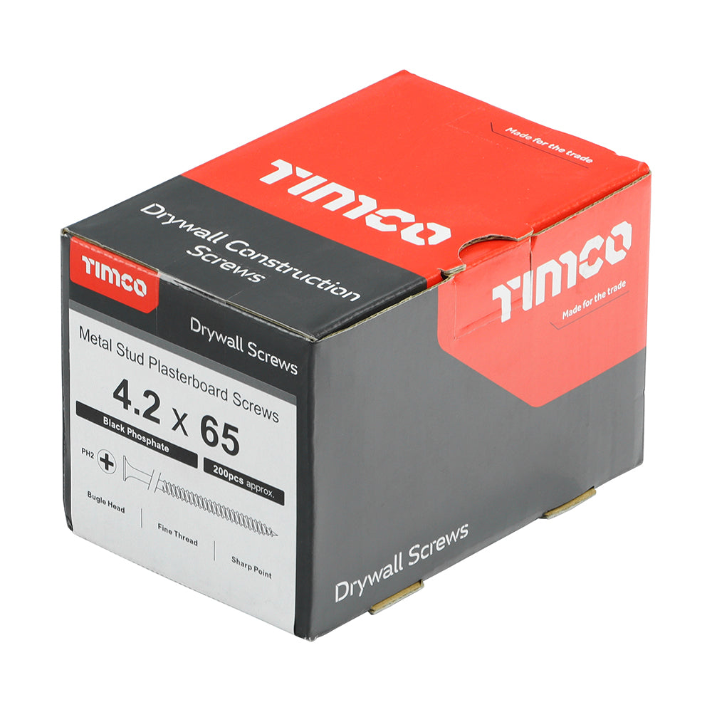 TIMCO Drywall Fine Thread Bugle Head Grey Screws - 4.2 x 65 - Image