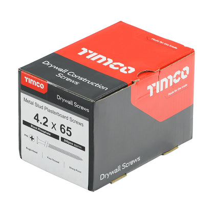 TIMCO Drywall Fine Thread Bugle Head Grey Screws - 4.2 x 65 - Image