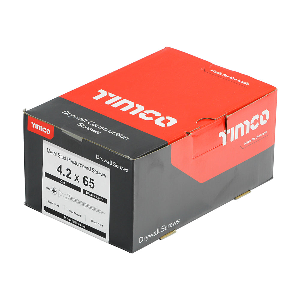 TIMCO Drywall Fine Thread Bugle Head Silver Screws - 4.2 x 65 - Image