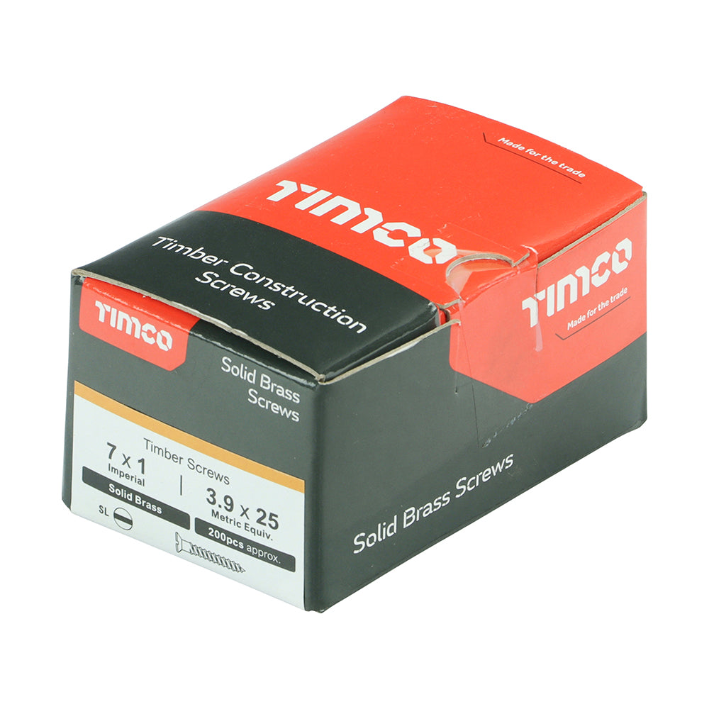 TIMCO Solid Brass Countersunk Woodscrews - 7 x 1 - Image