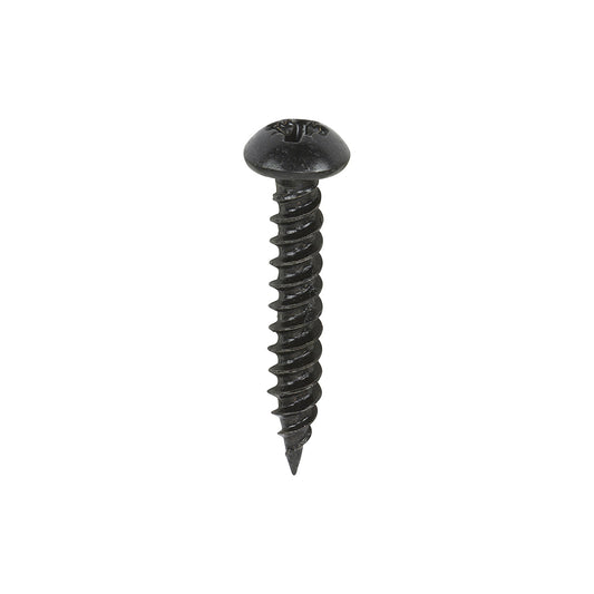 TIMCO Twin-Threaded Round Head Black Woodscrews - 8 x 1 - Image