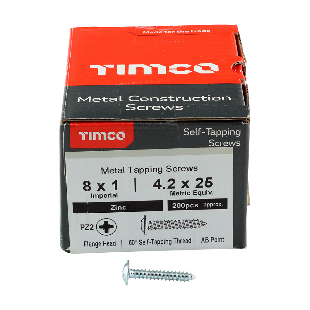 TIMCO Self-Tapping Flange Head Silver Screws - 8 x 1 - Image