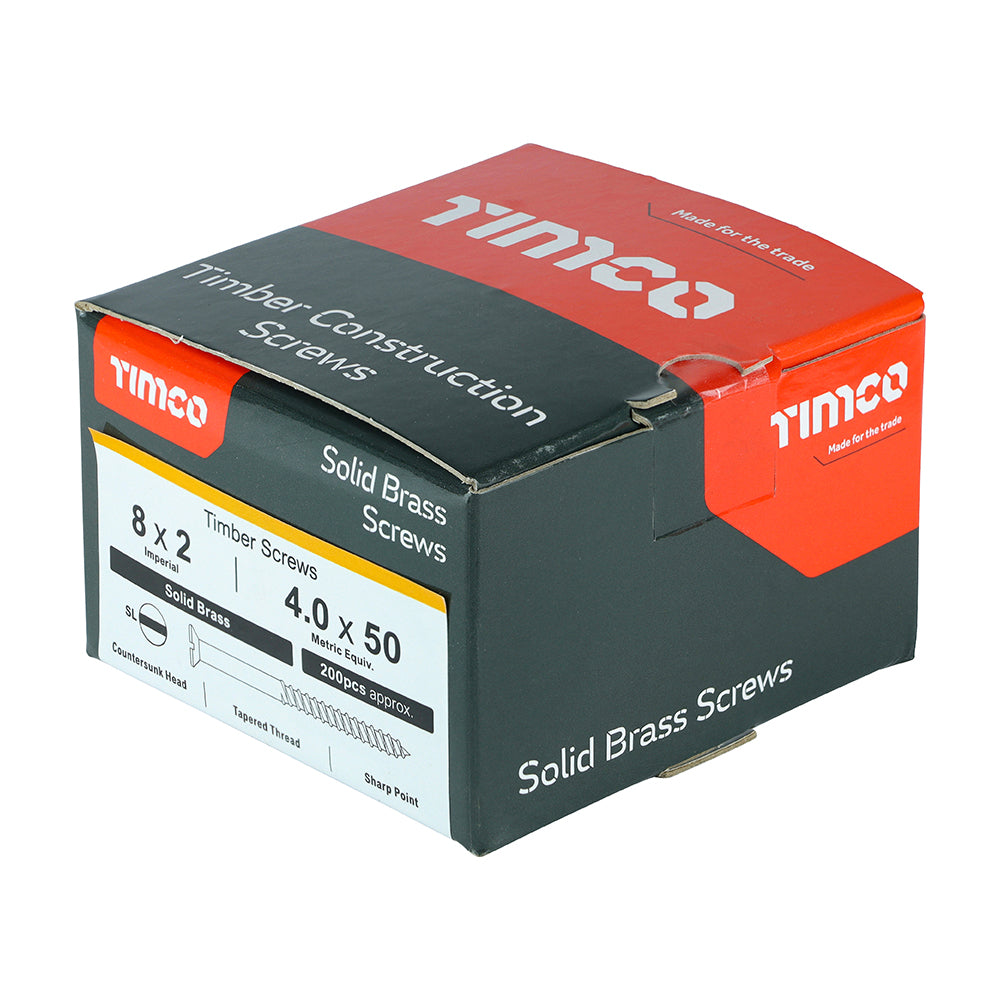TIMCO Solid Brass Countersunk Woodscrews - 8 x 2 - Image