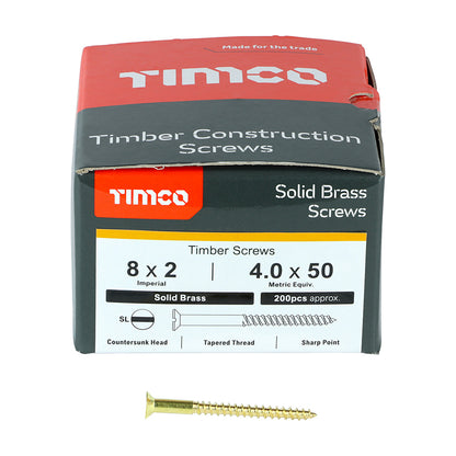 TIMCO Solid Brass Countersunk Woodscrews - 8 x 2 - Image