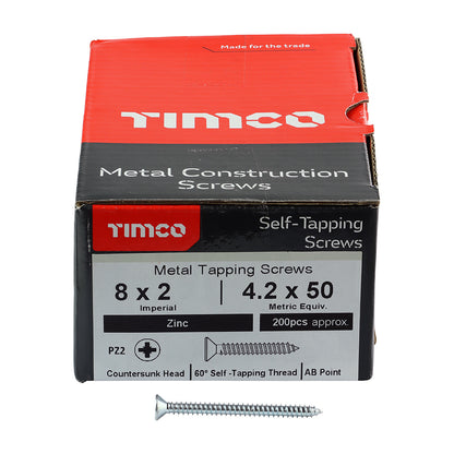 TIMCO Self-Tapping Countersunk Silver Screws - 8 x 2 - Image